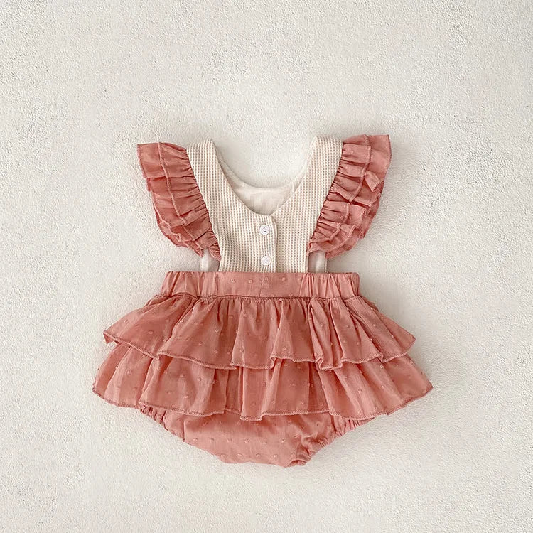 Embroidered Ruffle Sleeveless Bodysuit