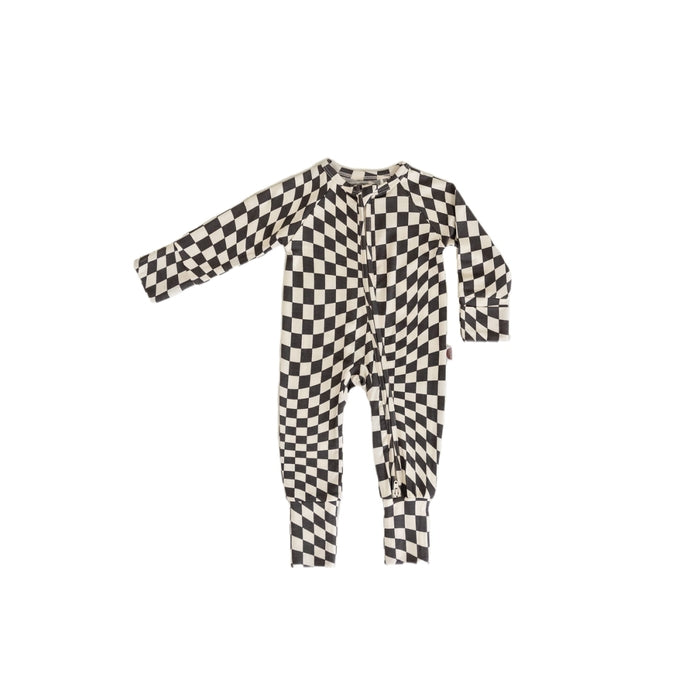 Checker Zip Romper ( Bamboo )