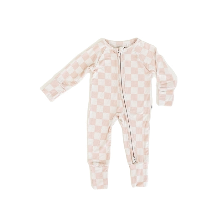 Checker Zip Romper ( Bamboo )