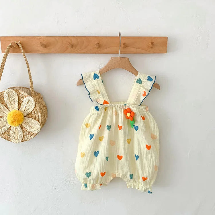 Ruffle Strap Heart Romper