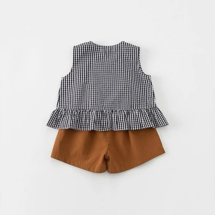 Gingham Sleeveless Blouse and Short Set