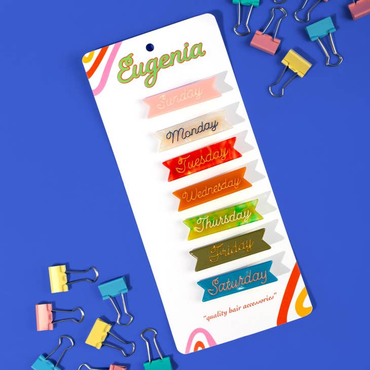 Days of the Week Hair Clips - Novelty Gift