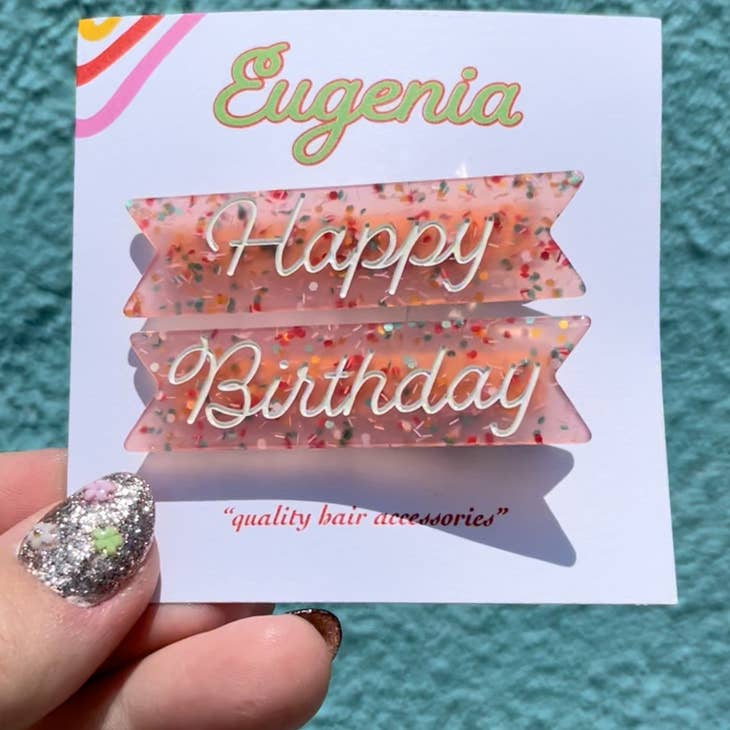 Happy Birthday Hair Clips Set - Novelty Gift