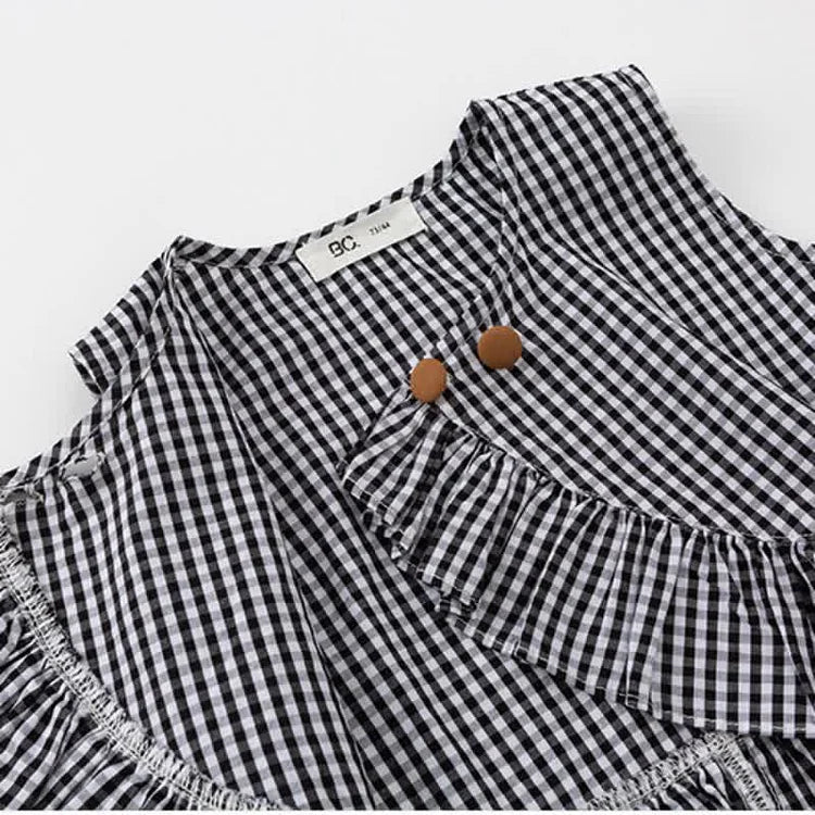 Gingham Sleeveless Blouse and Short Set