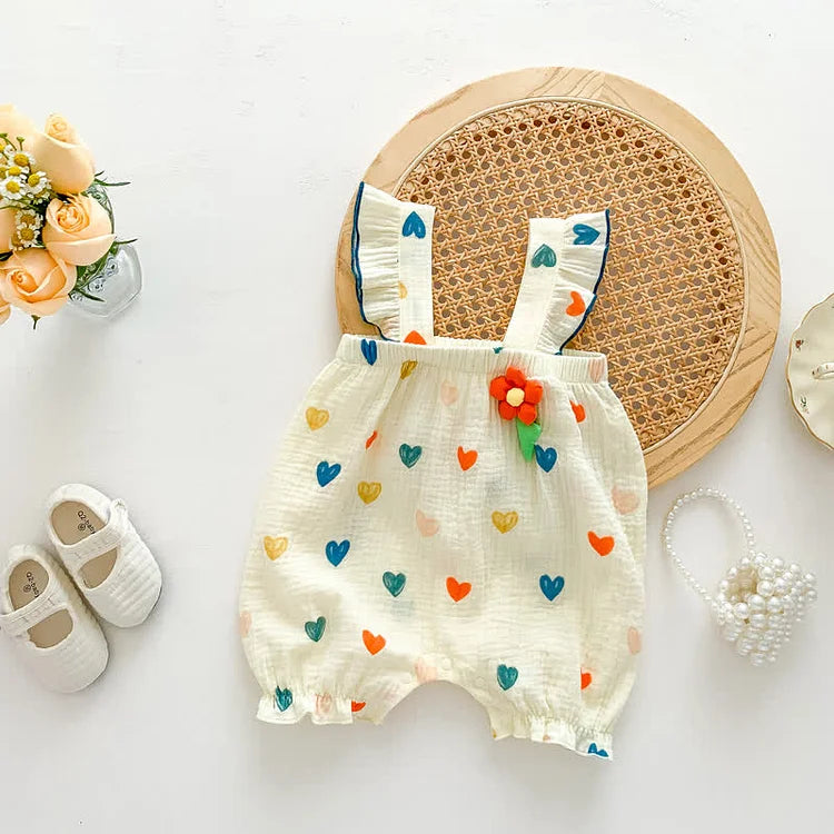 Ruffle Strap Heart Romper