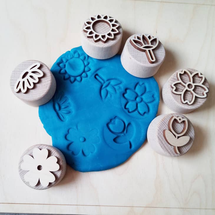 Wooden stamp set Flowers