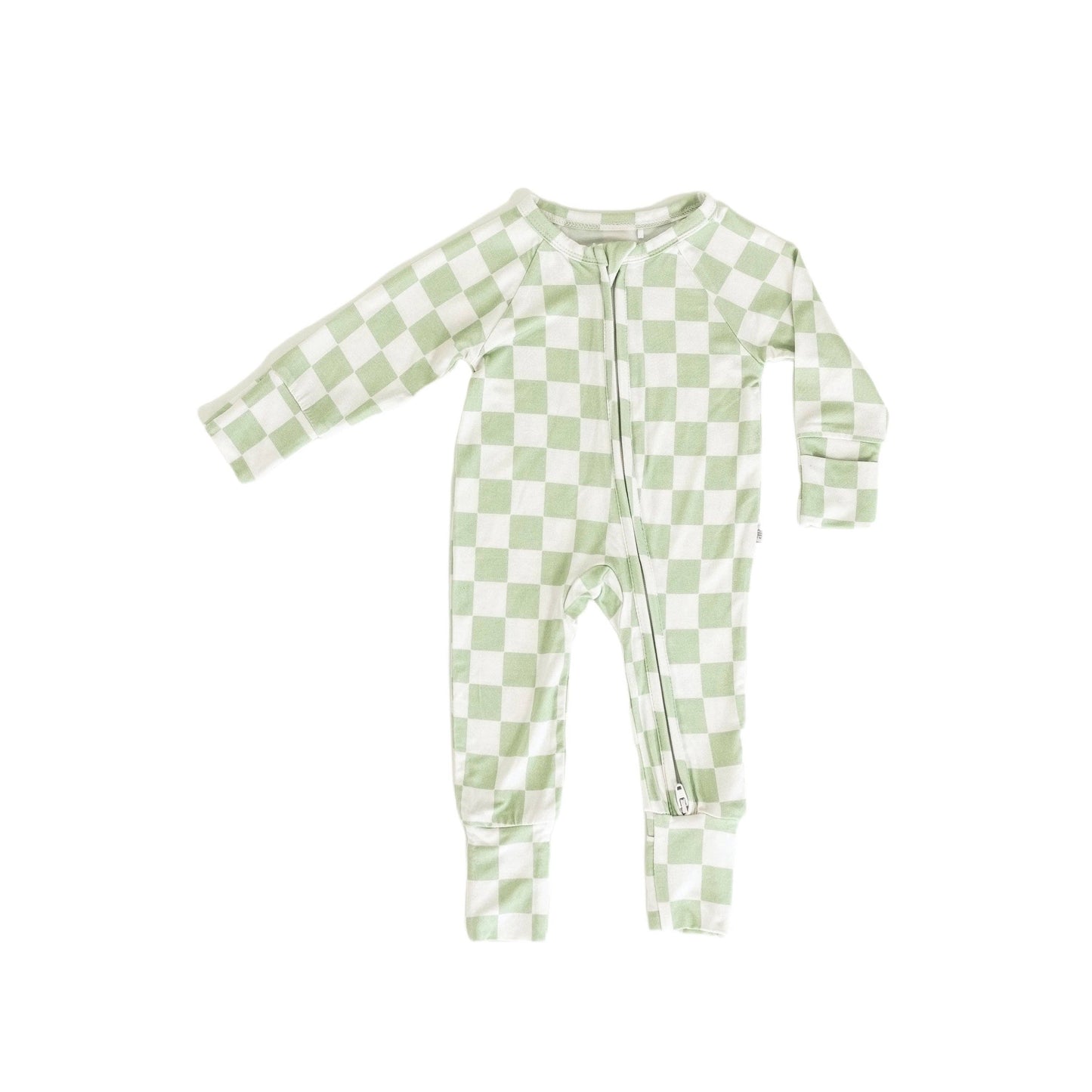 Checker Zip Romper ( Bamboo )