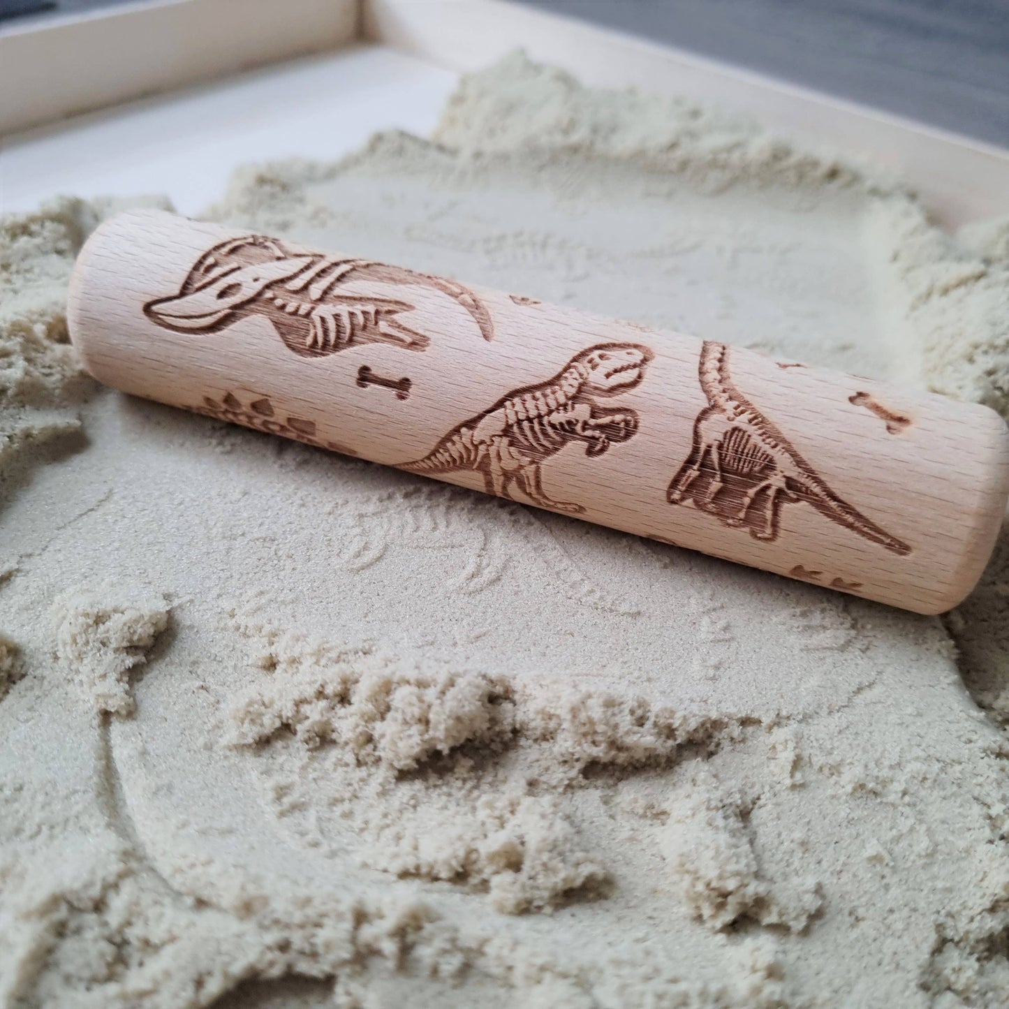 Wooden Hand Dough Roller Dinosaur