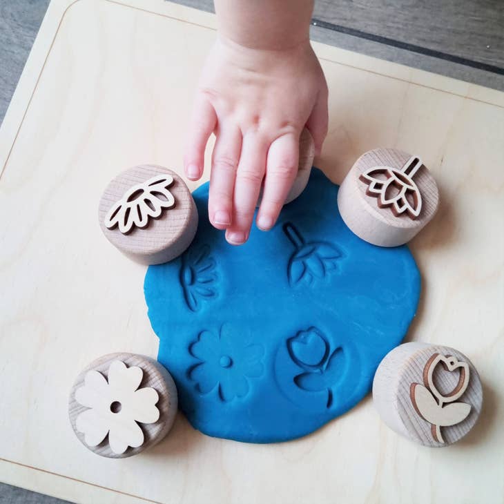 Wooden stamp set Flowers