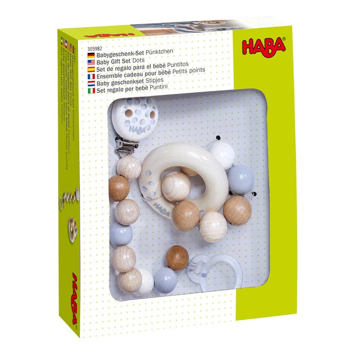 Baby Teether & Pacifier Clip Gift Set : Dots