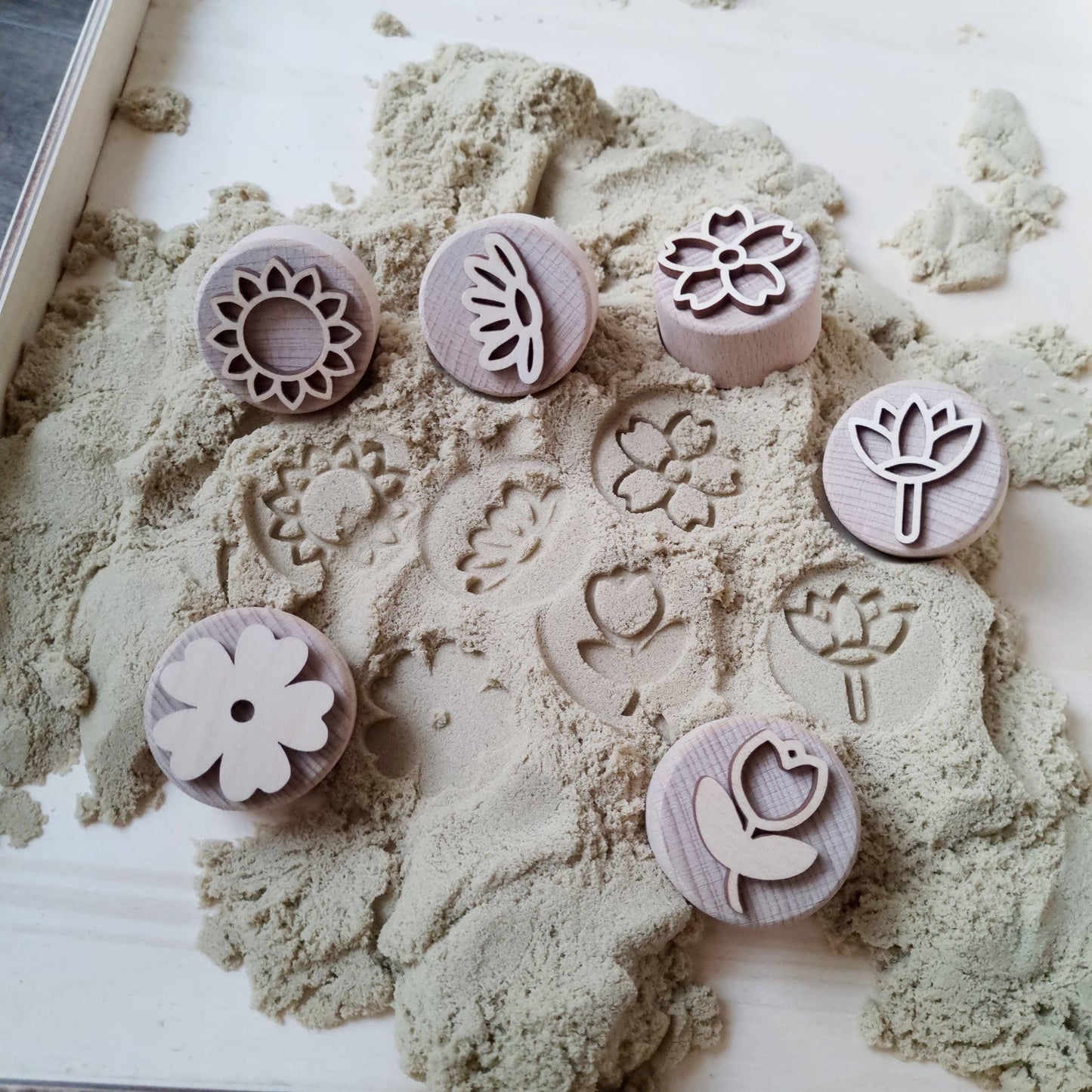 Wooden stamp set Flowers
