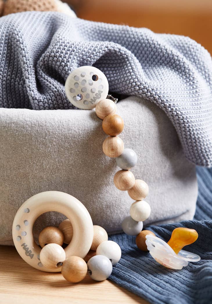 Baby Teether & Pacifier Clip Gift Set : Dots