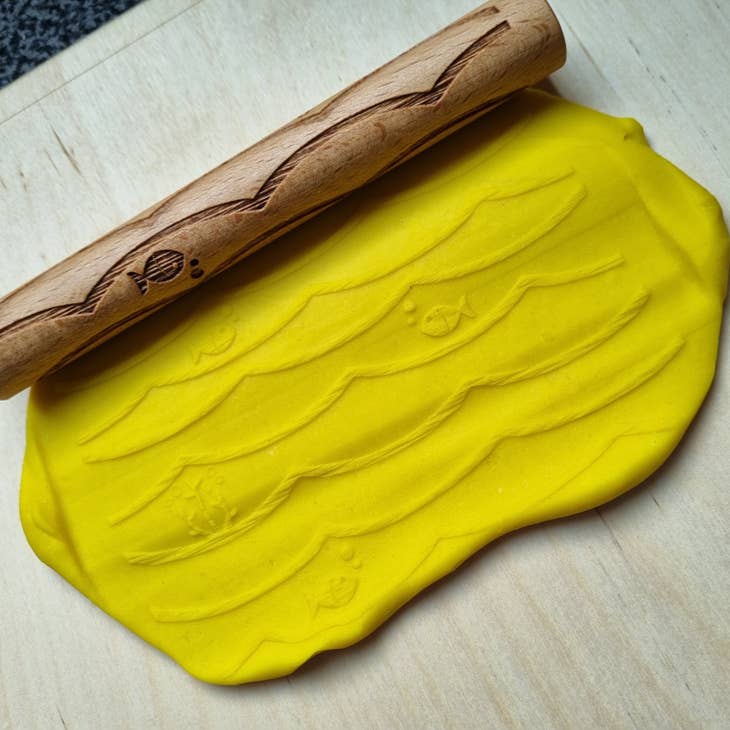 Wooden Hand Dough Roller Ocean