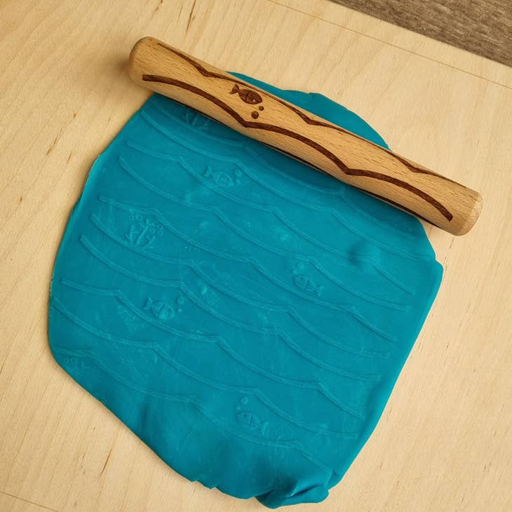 Wooden Hand Dough Roller Ocean