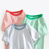 Baby Striped Pattern Casual Round Neck T Shirt Outfits: Blue / 130 (7-8Y)