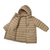 Lightweight Hooded Long Puffer Goose Down Jacket: Beige / XS