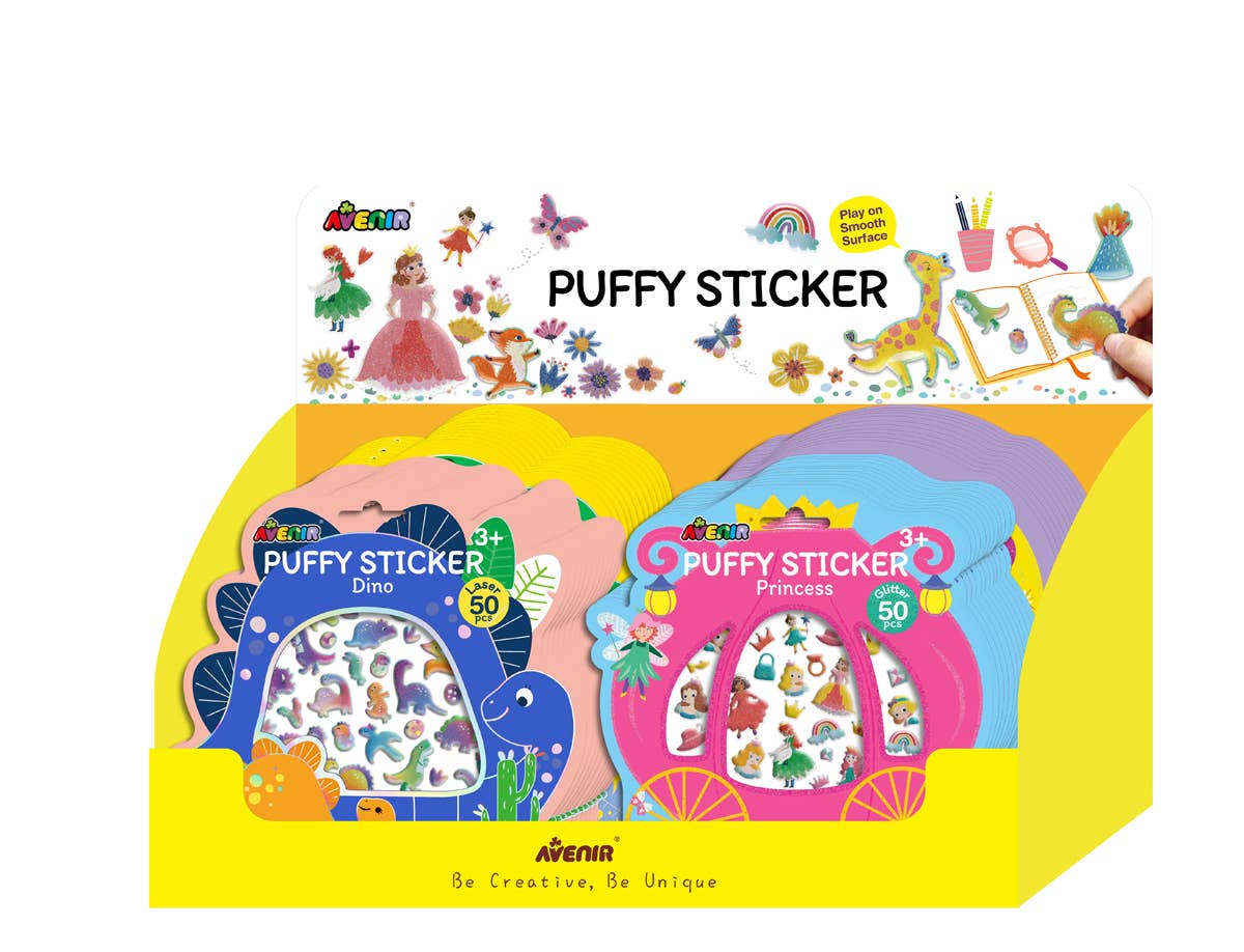 FULL Display Puffy Stickers, 4 styles (48 pcs) assorted