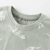 Boys’ Bony Dinosaur Cartoon Pattern Short Sleeves T-Shirt In European And American Style For Summer: Green / 120 (5-7Y)