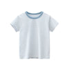 Baby Striped Pattern Casual Round Neck T Shirt Outfits: Blue / 120 (5-7Y)