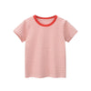 Baby Striped Pattern Casual Round Neck T Shirt Outfits: Blue / 120 (5-7Y)