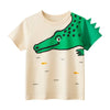 Boys’ Cartoon Alligator Print T-Shirt In European And American Style: Apricot / 130 (7-8Y)