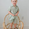 Blue & Sage Geometrical Print Boys Shirt & Shorts set : Infant : Baby : Toddler : Tween : Kids: 3YEAR