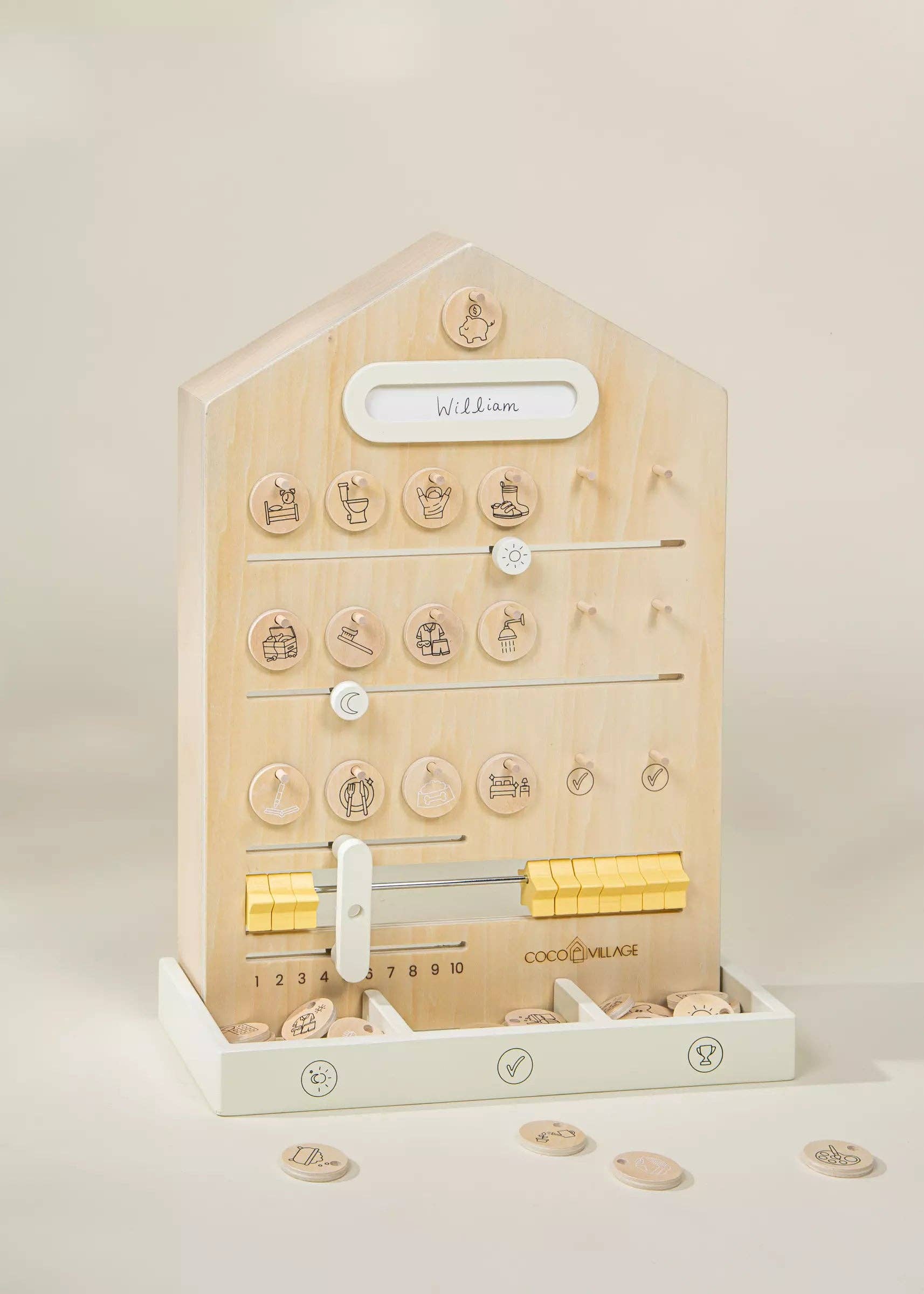 Wooden Routine, Tasks and Rewards Board for Kids 3-in-1