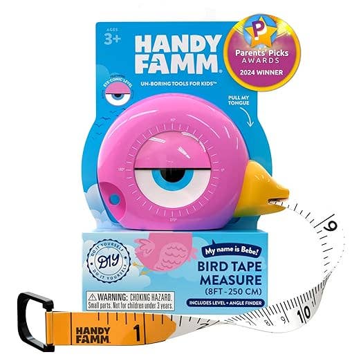 3-in-1 STEM Tape Measure / Construction Tool - Bird - "Bebe"