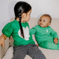Green Puff Flutter Top