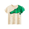 Boys’ Cartoon Alligator Print T-Shirt In European And American Style: Apricot / 130 (7-8Y)