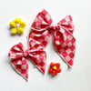 Pink & Salmon Checkered Elle Bow