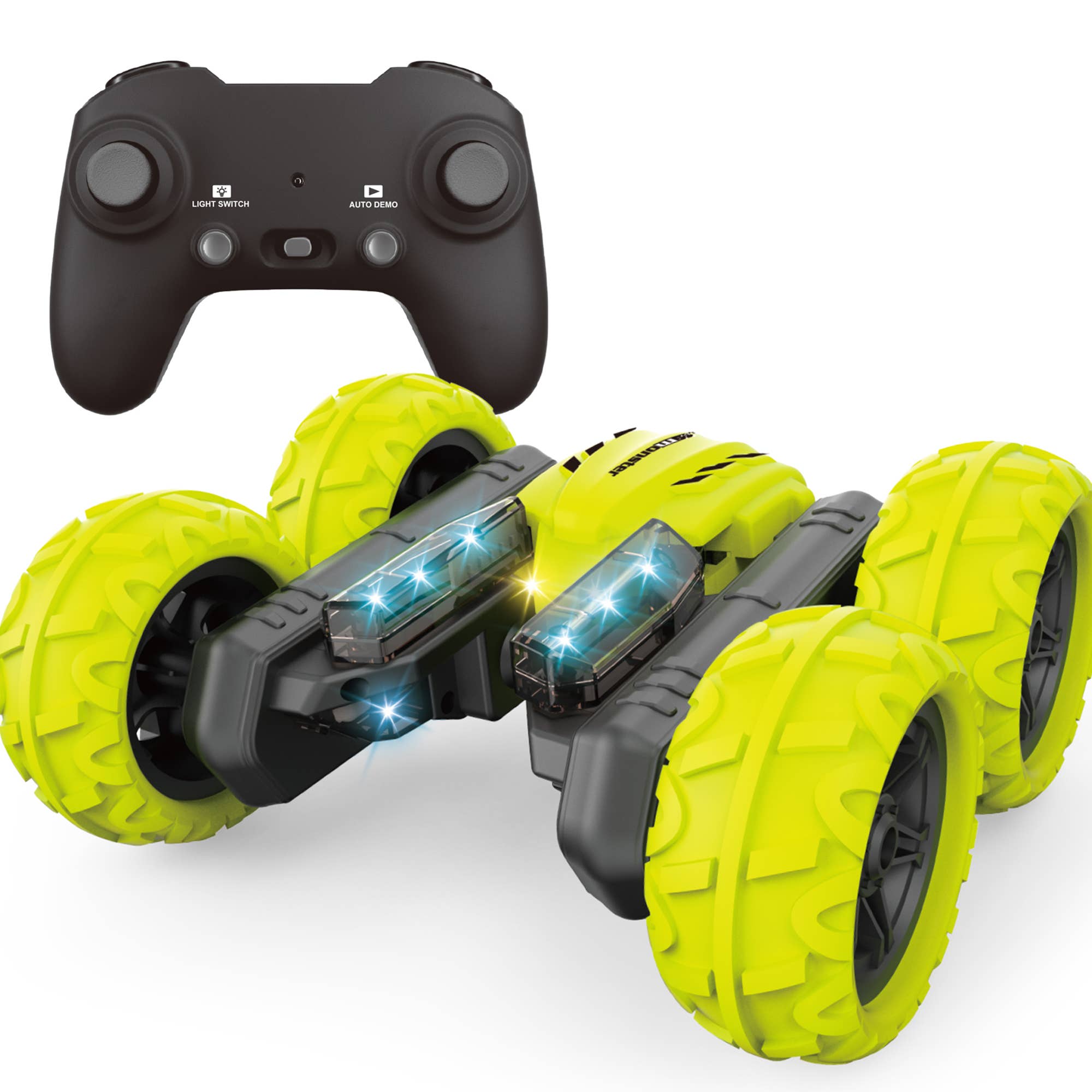 Acrobat Rechargeable RC Stunt Car: Yellow