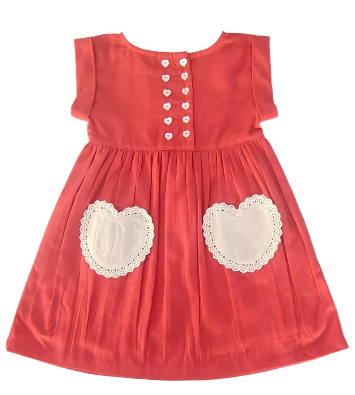 Coral Heart Gathered Dress: 5YEAR