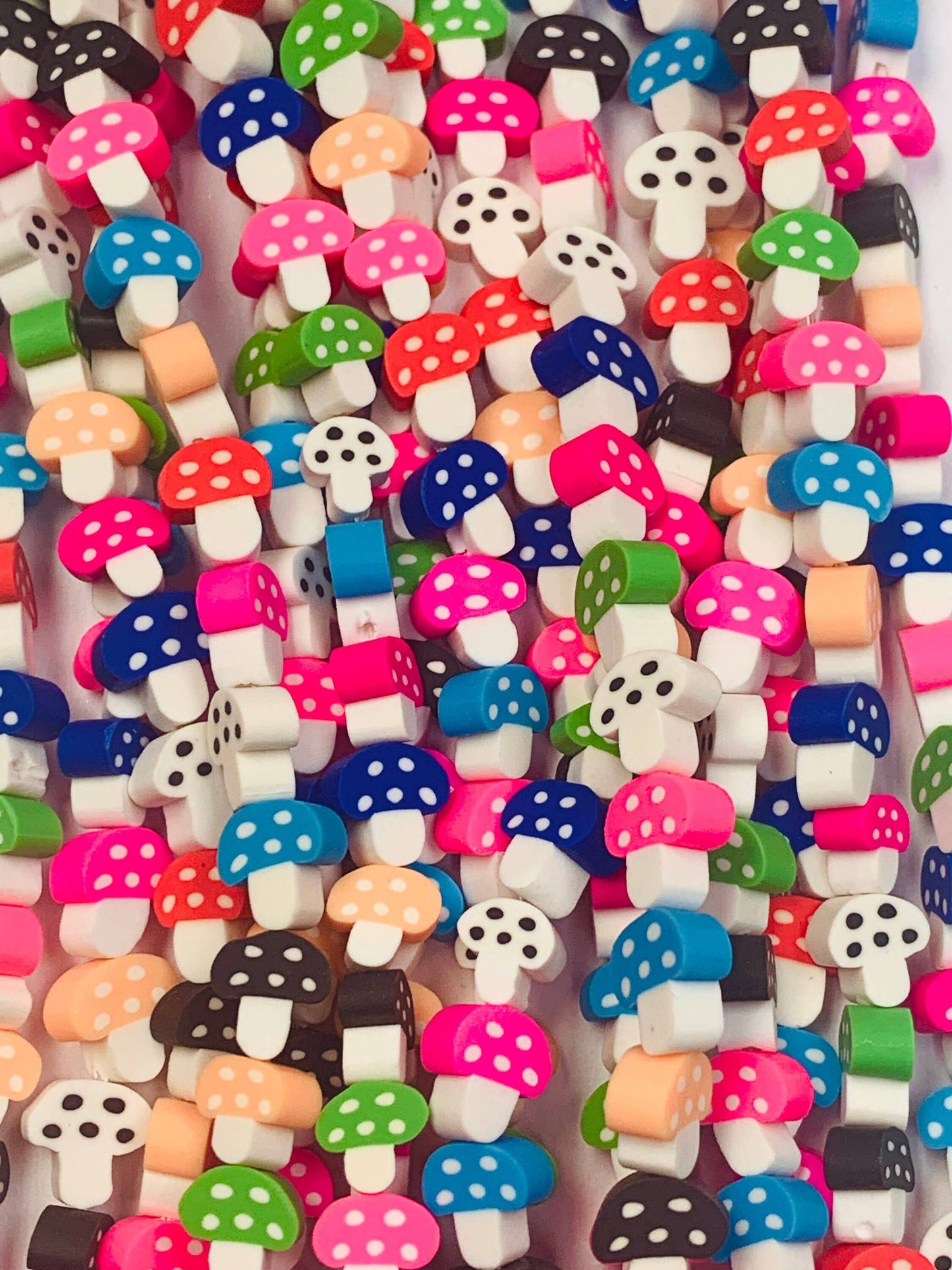 Strand of Colorful Mushroom Beads, Shroom Beads, Bright Y2K Mushroom Beads, Mini Mushrooms For Bracelet, Boho Bead DIY Jewelry Making