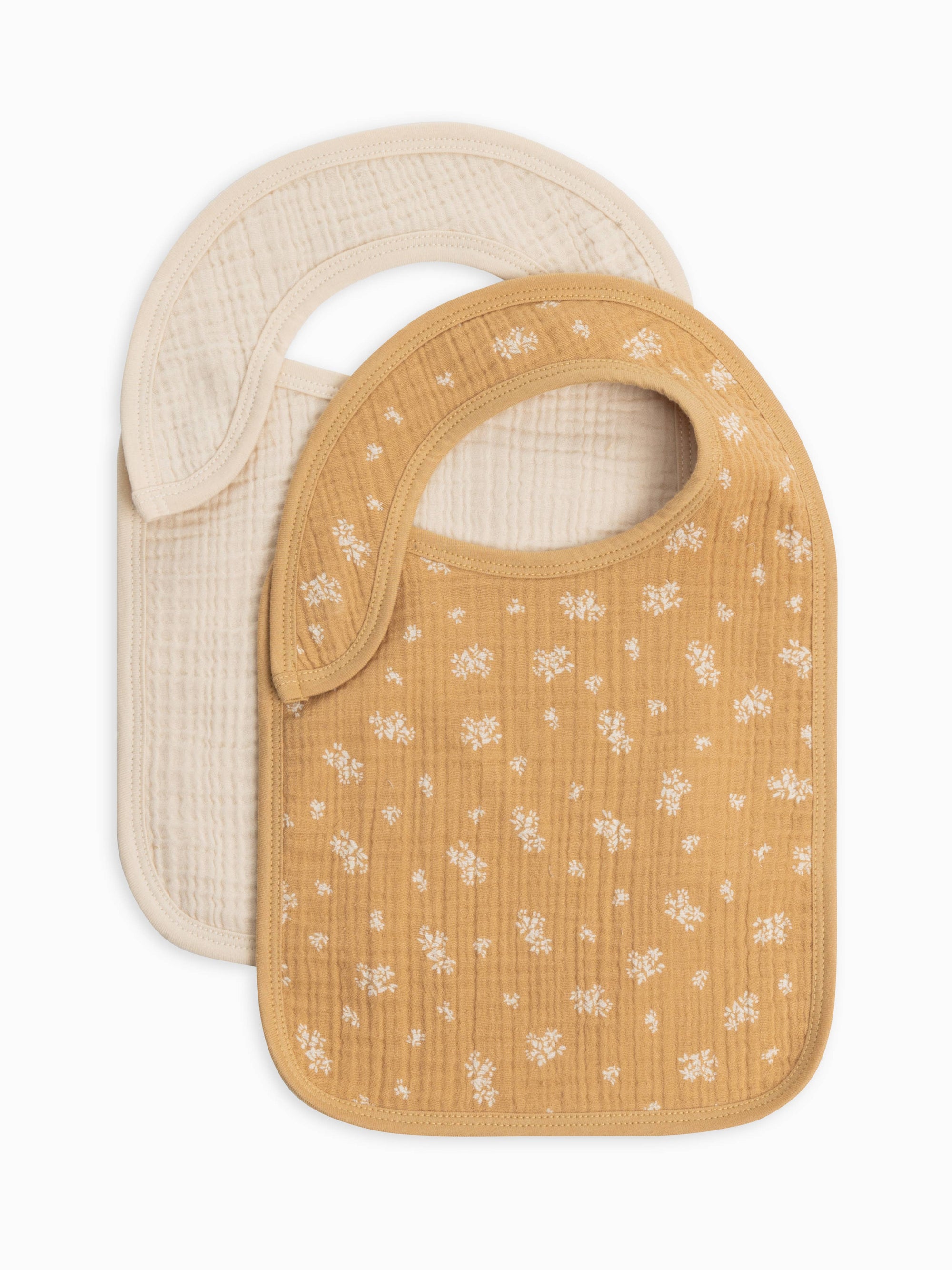 Organic Muslin Classic Bib Set (2-pack) -Honeysuckle+Natural