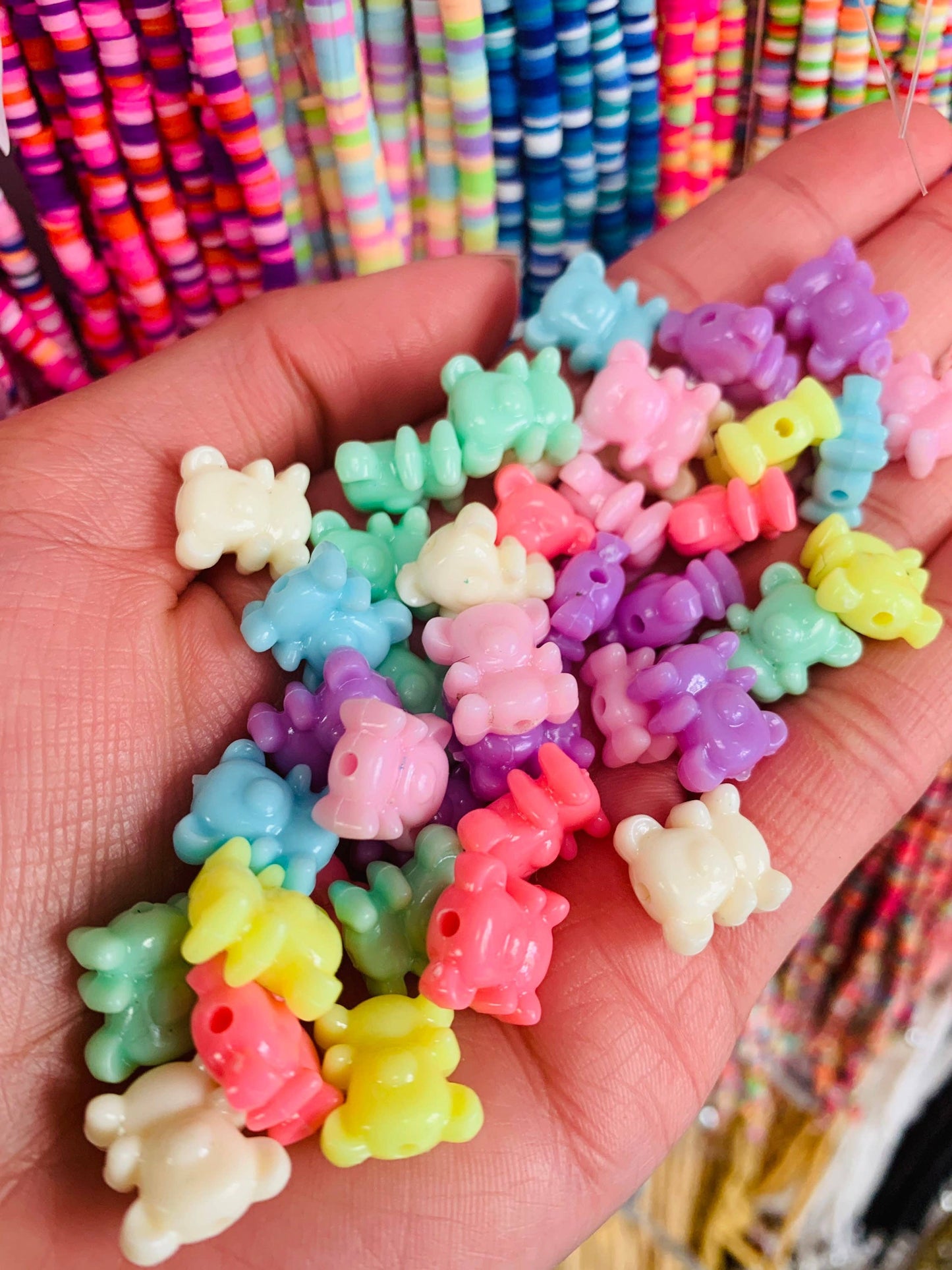 50 Colorful Teddy Bear Beads, Pastel Teddy Bear Kids Charm, Kids Charms For Bracelet, White Teddy Bear Charm, Kids DIY Jewelry, Y2K Charms, Bead